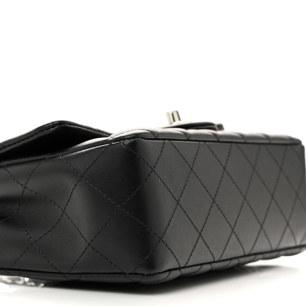 Lambskin Quilted Mini Rectangular Flap Black