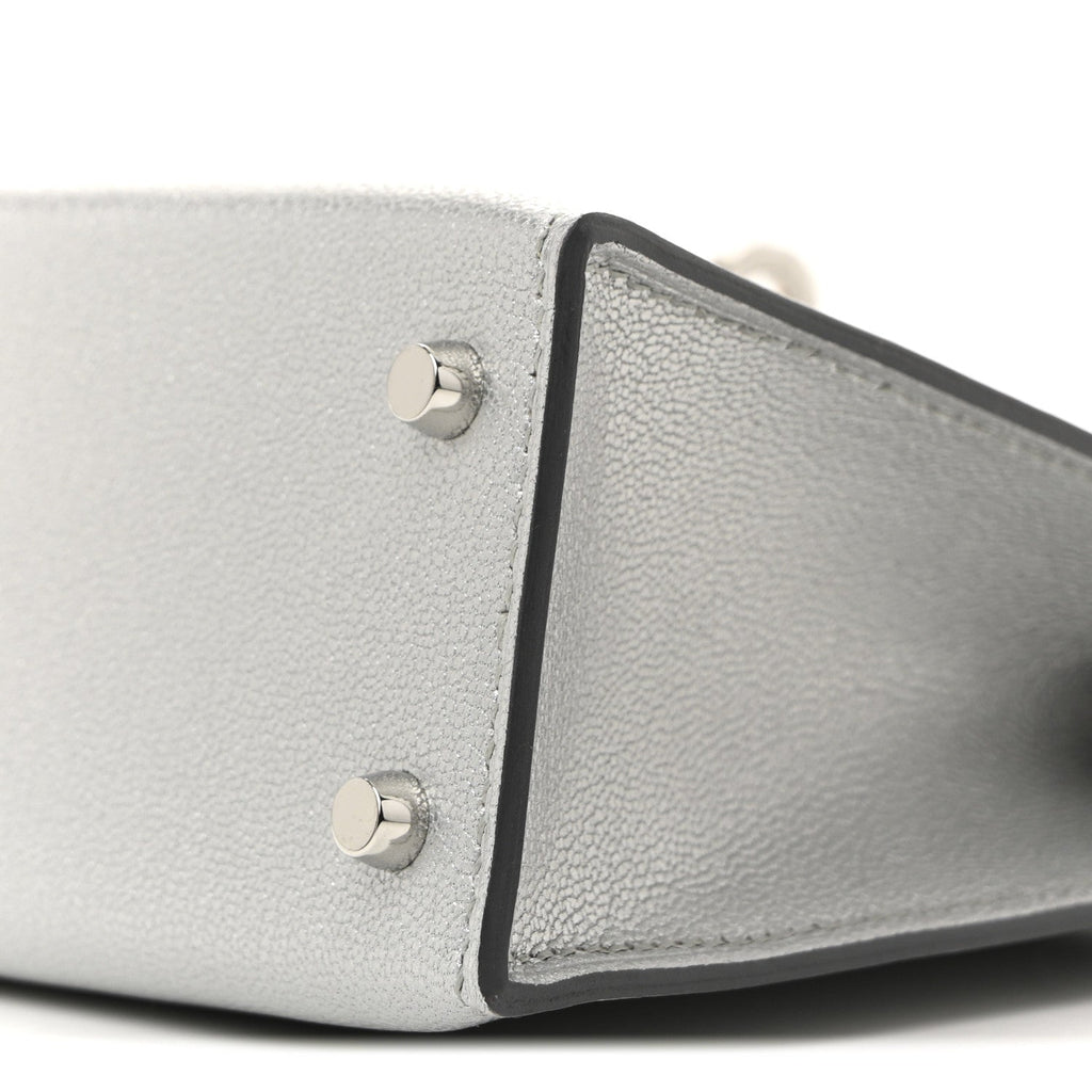Metallic Chevre Chamkilight Mini Kelly Sellier 20 Argent